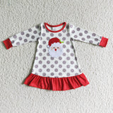 Santa applique polka dots girls gowns