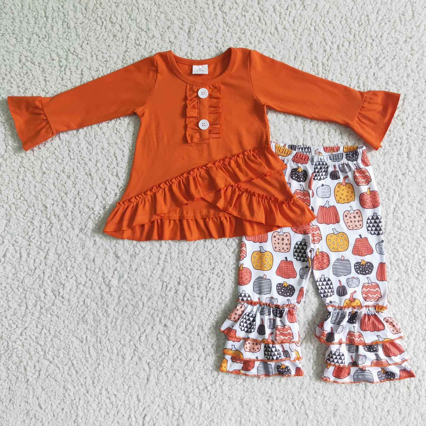 Girl Solid Tunic Pumpkin Pants Outfit