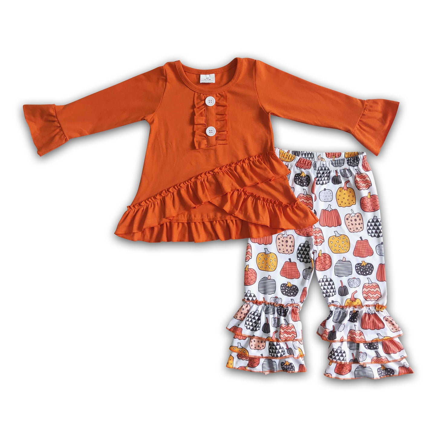 Girl Solid Tunic Pumpkin Pants Outfit