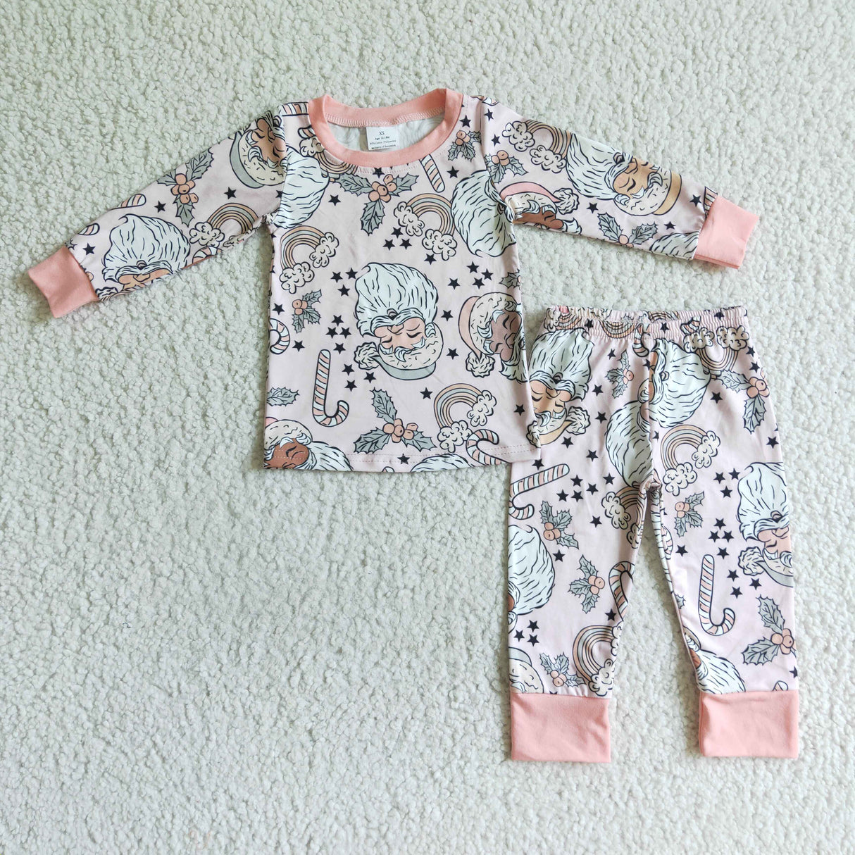 Santa print girls Christmas pajamas