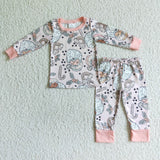 Santa print girls Christmas pajamas