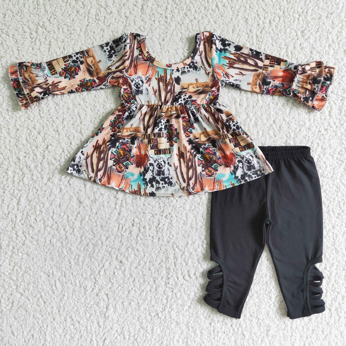 The world need more cowboys tunic leggings girls fall clothing