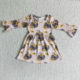 Girl Sunflowers Pumpkin Long Sleeve Dress