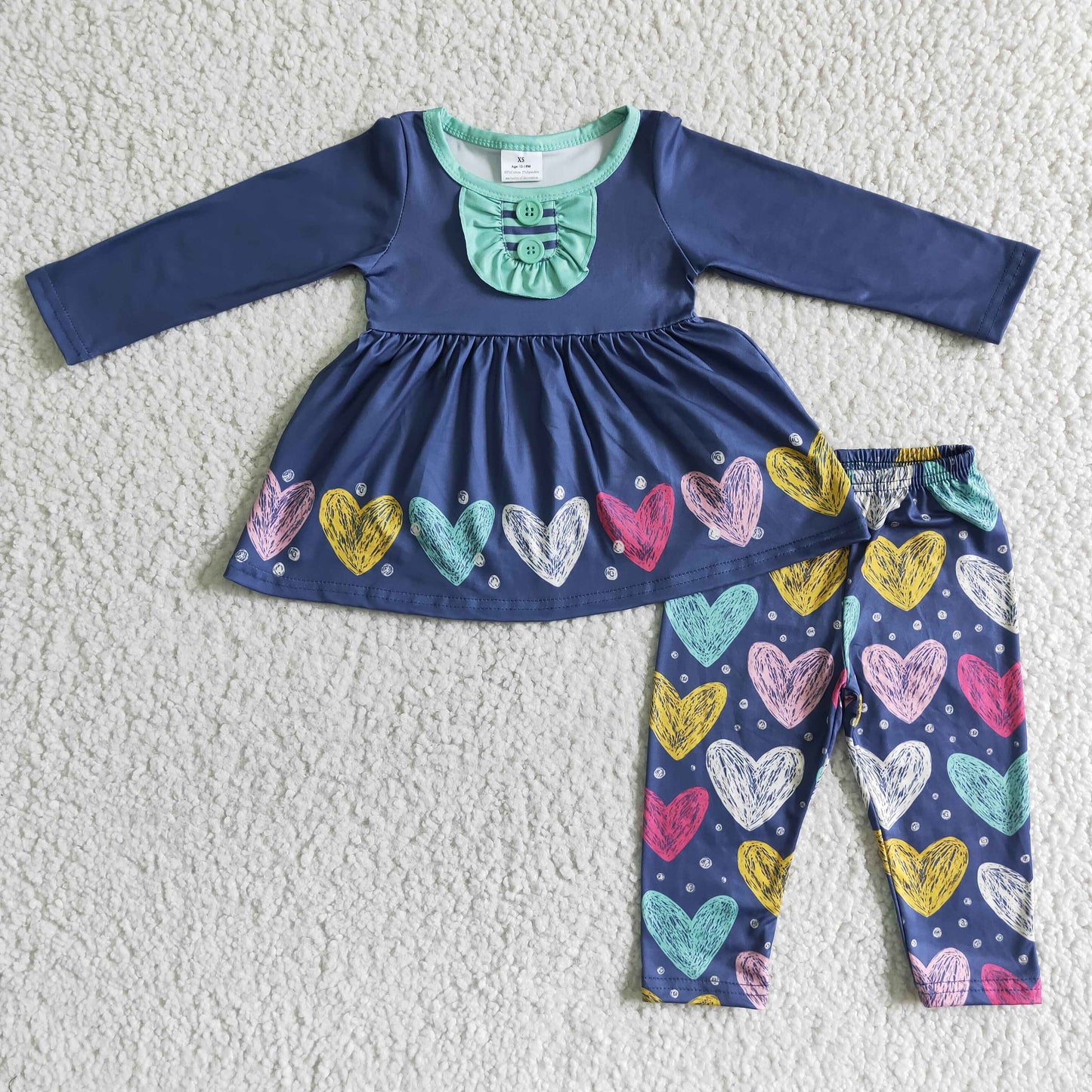 Heart print tunic match icing leggings girls boutique clothing