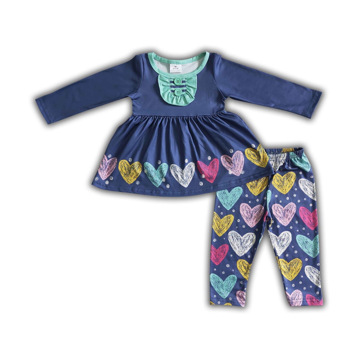 Heart print tunic match icing leggings girls boutique clothing