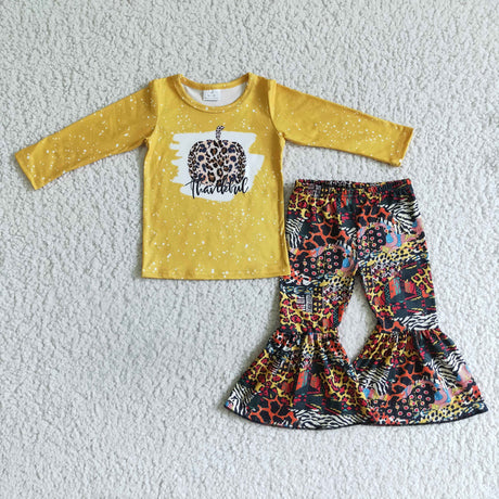 Pumpkin thanksful shirt leopard pants thanksgiving outfits