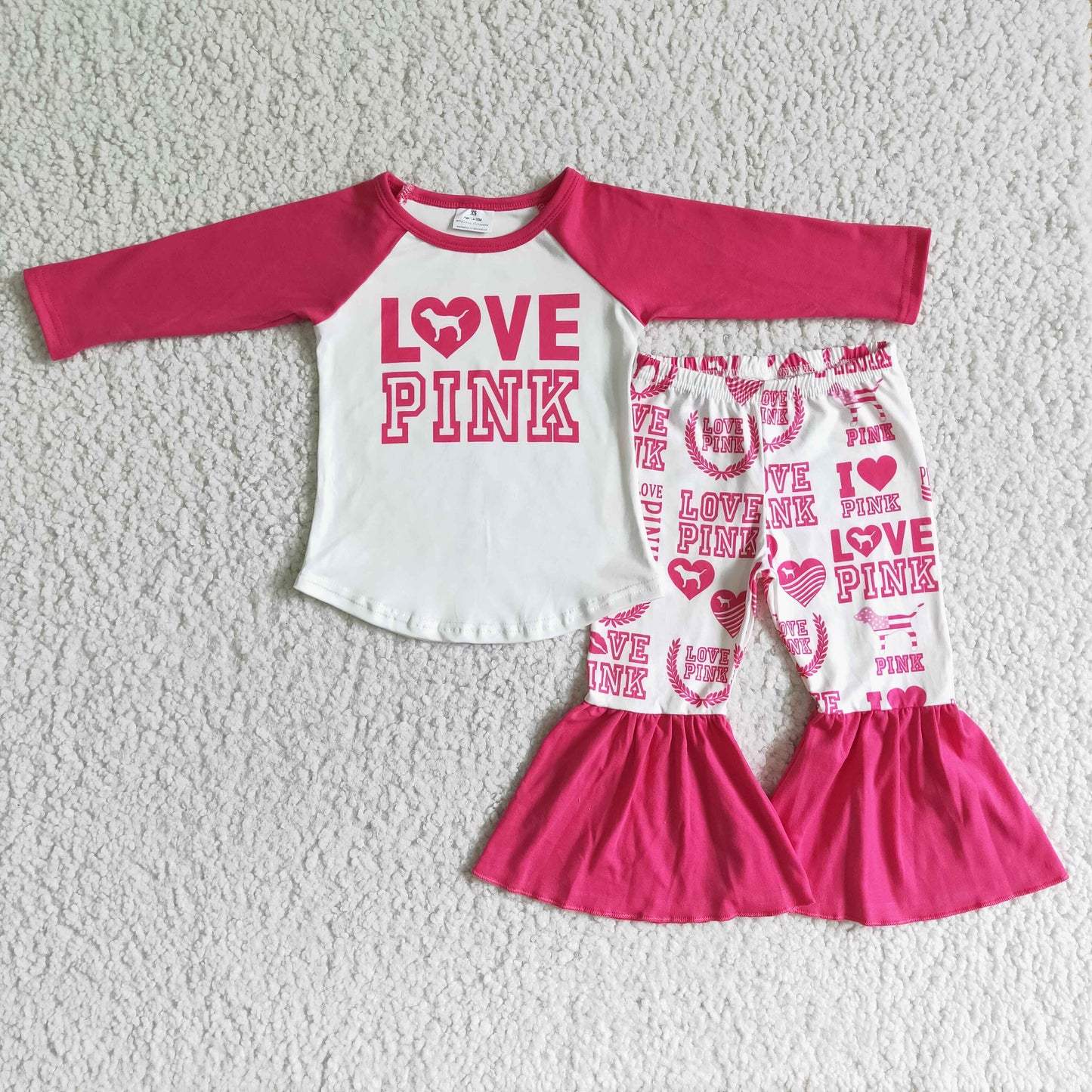 Love pink long sleeve girls outfits