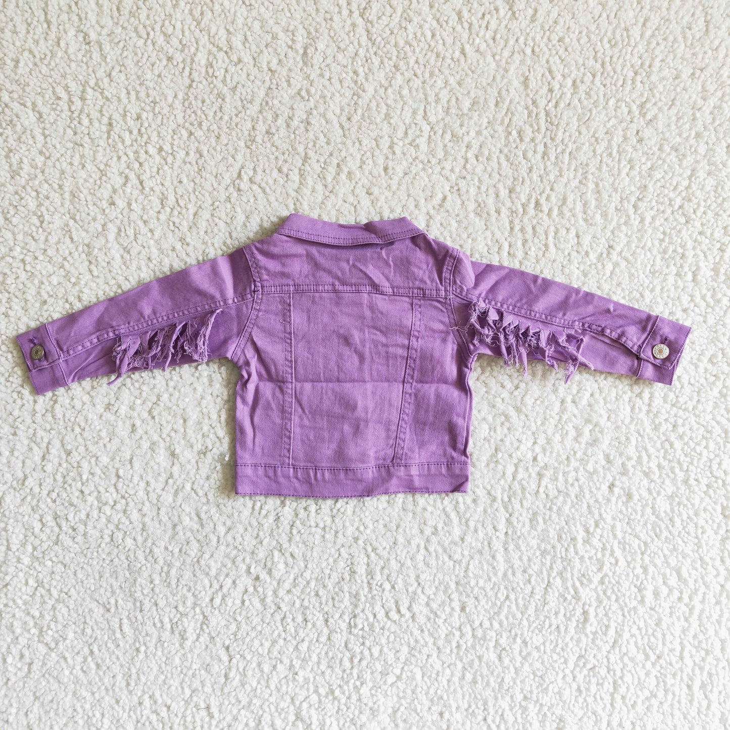 Lavender color tassels girls spring denim jacket