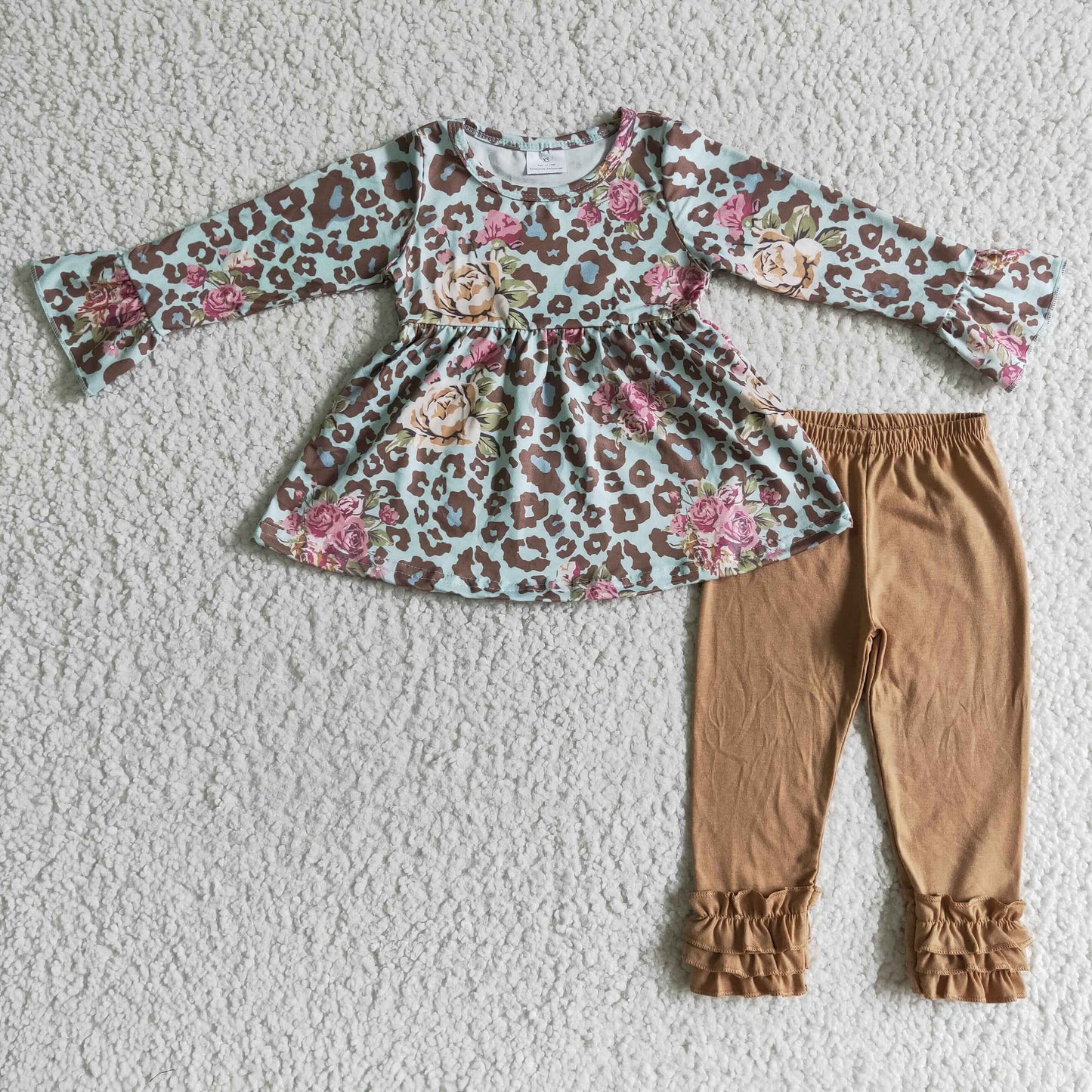 Leopard floral tunic leggings girls fall outfits