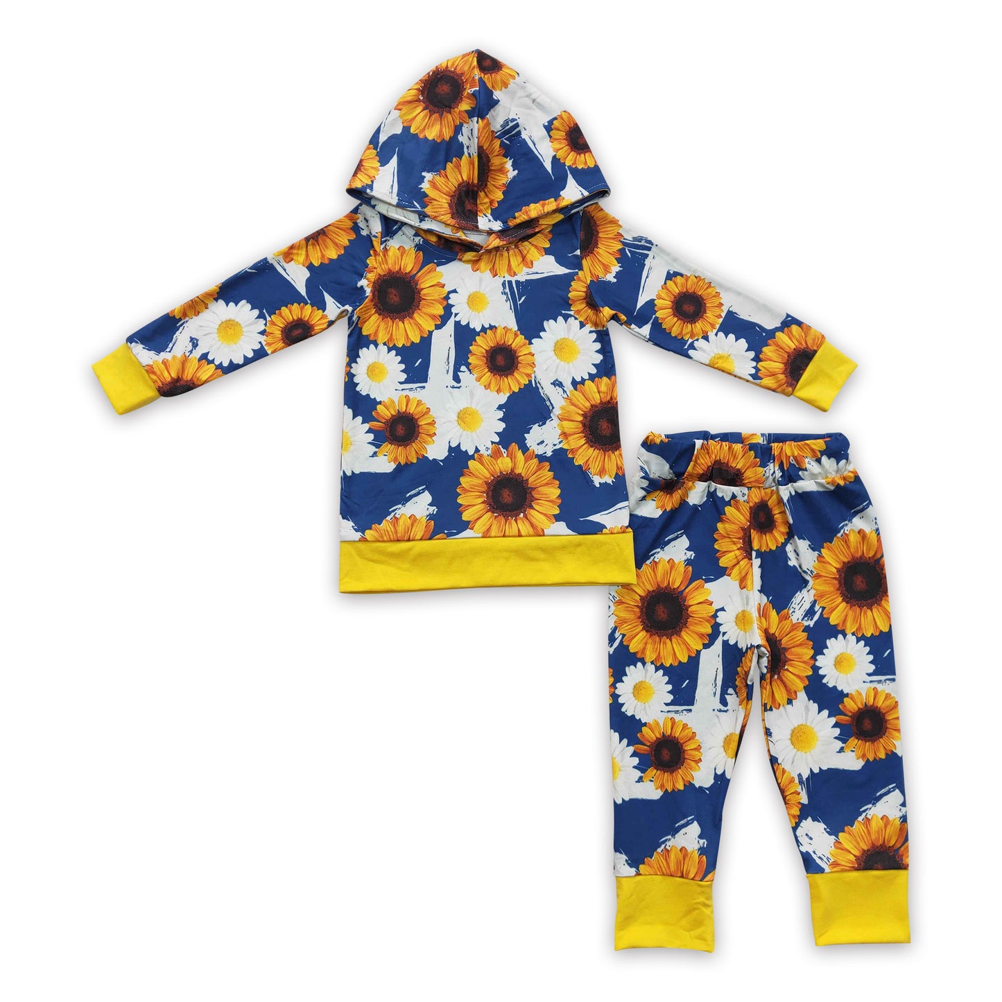 Sunflower print little girls fall winter hoodie clothing