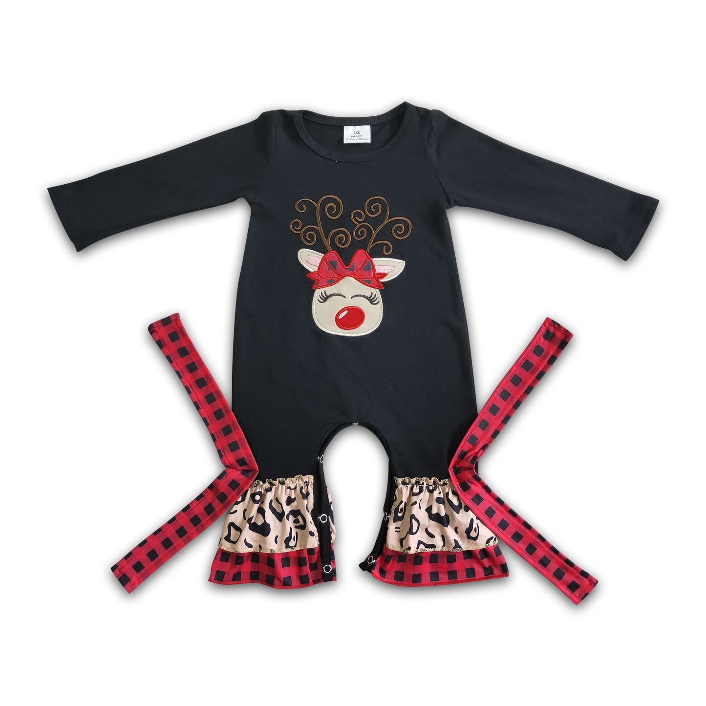 Reindeer embroidery baby Christmas romper