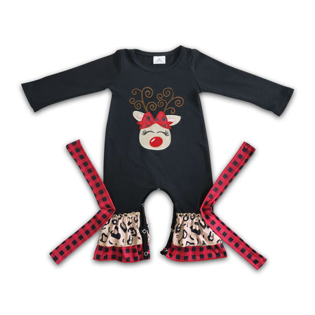 Reindeer embroidery baby Christmas romper