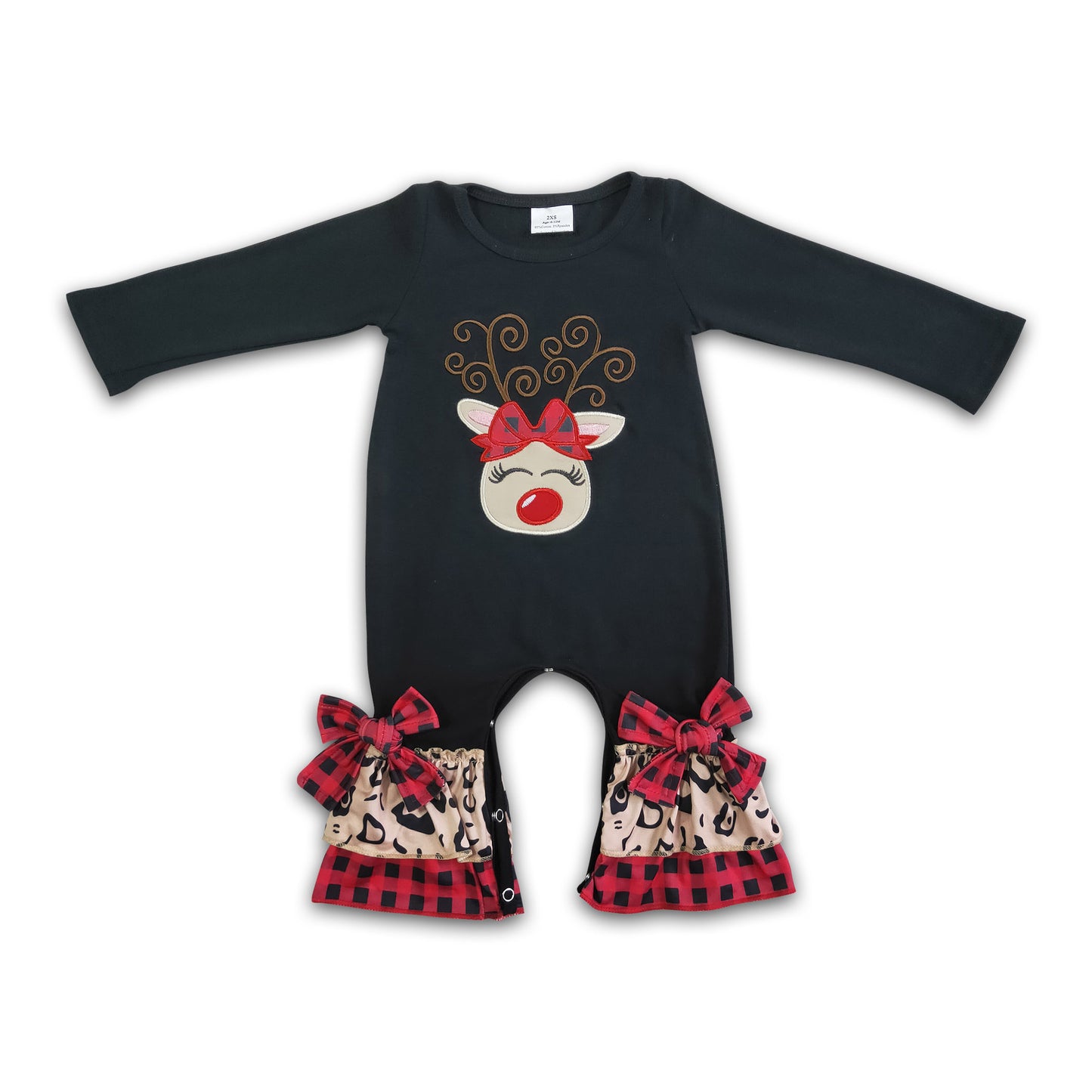 Reindeer embroidery baby Christmas romper