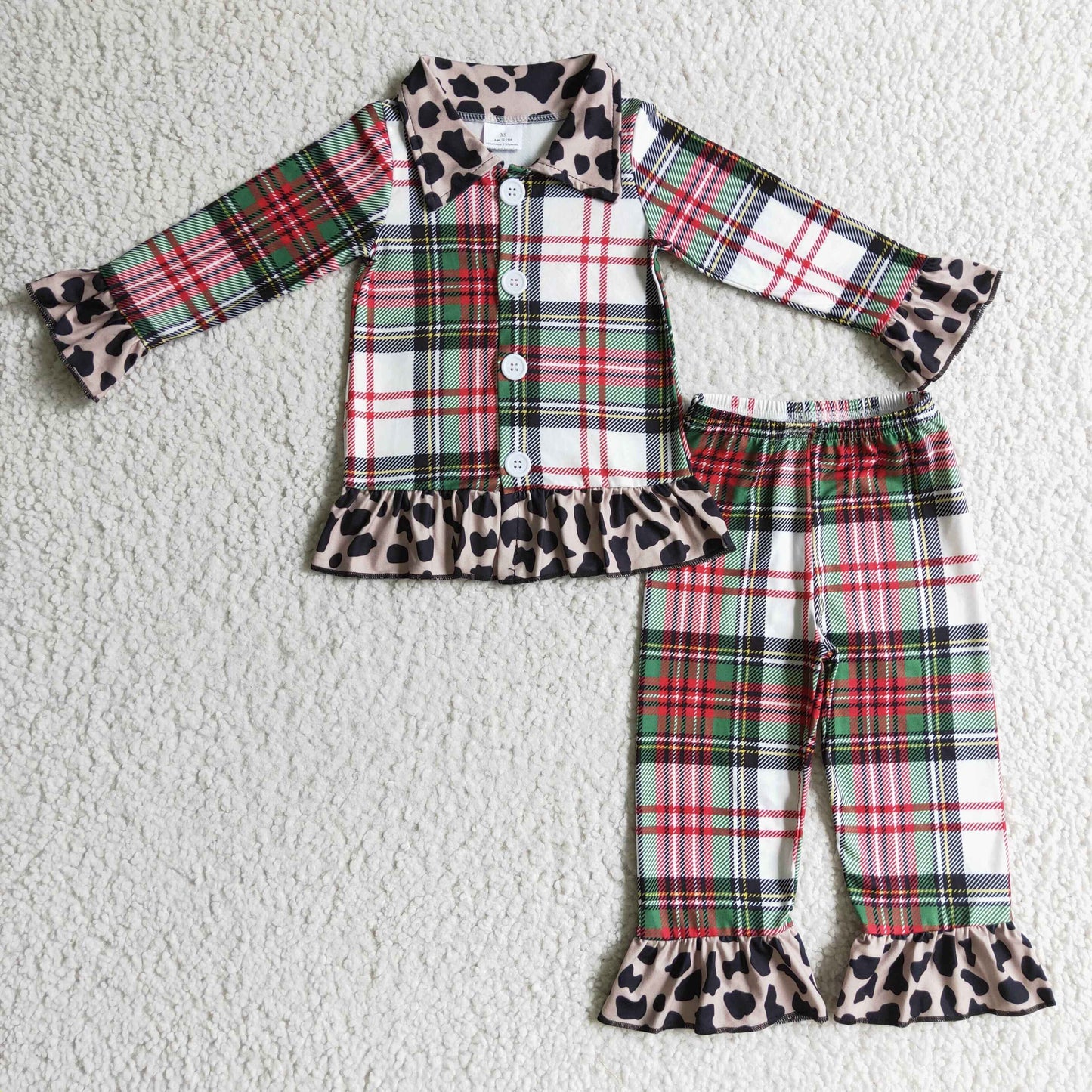 Plaid leopard  pajamas Christmas sleepwear