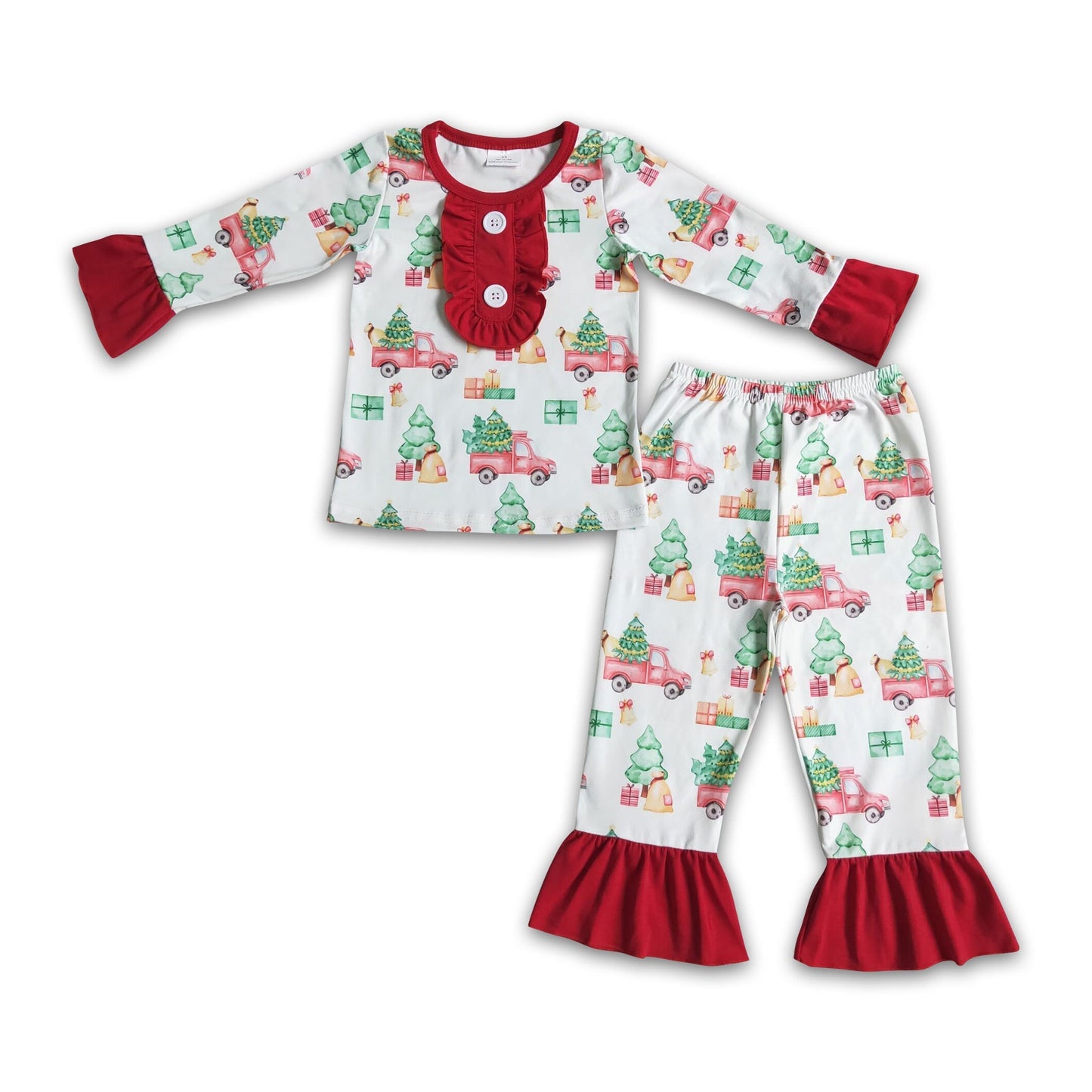 Christmas tree truck girls pajamas