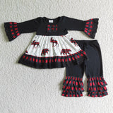 Buffalo reindeer bear tunic triple ruffle pants Christmas clothing