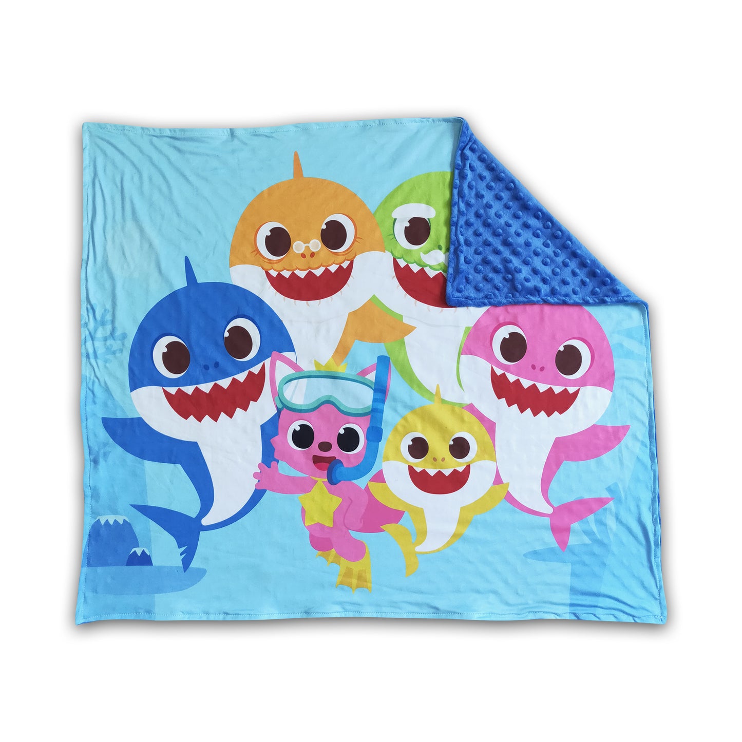 Blue shark polka dots minky baby blankets