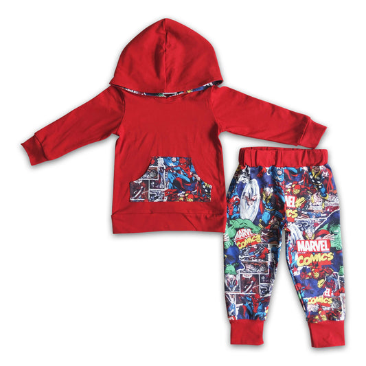Red long sleeve pocket shirt pantskids boutique hoodie outfit