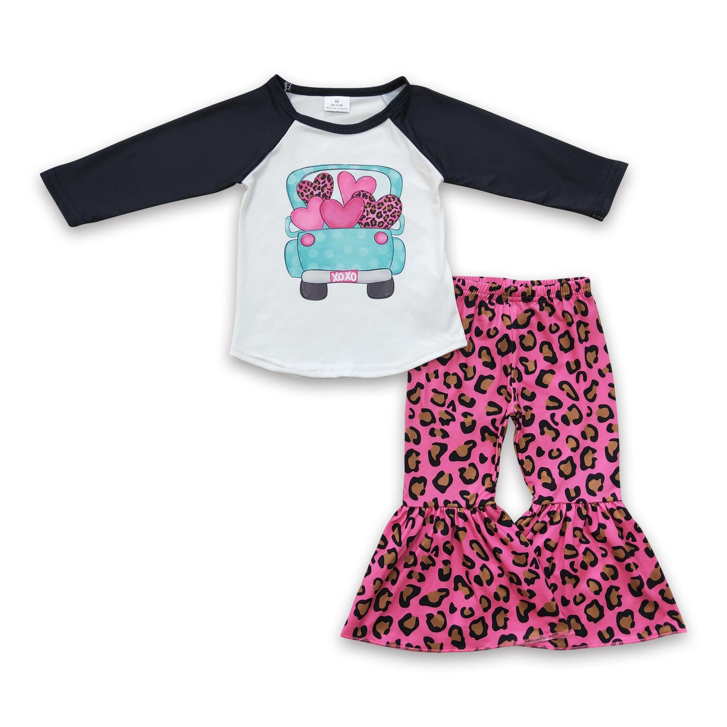 Heart print leopard girls Valentine's day cothing