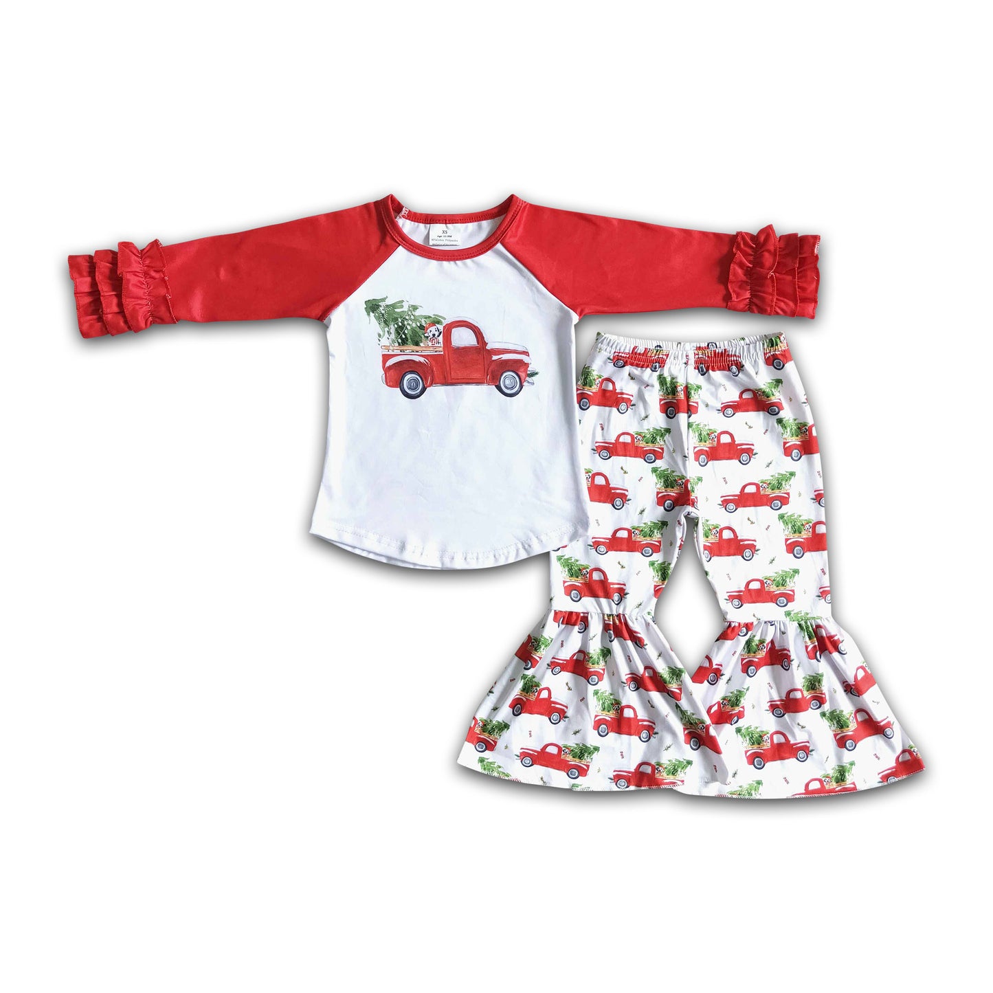 truck print girls Christmas outfits