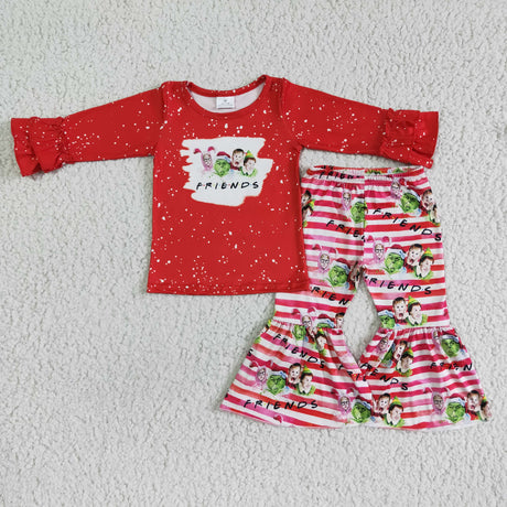 Friends green face bleached shirt bell bottom pants Christmas outfits
