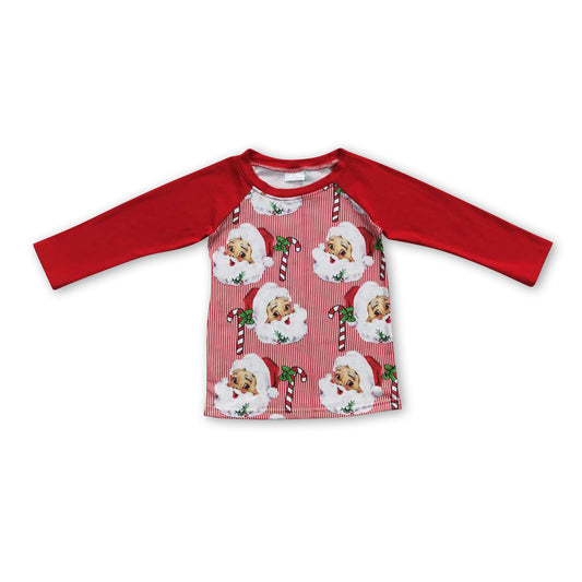 Santa candy cane stripe baby kids Christmas shirt