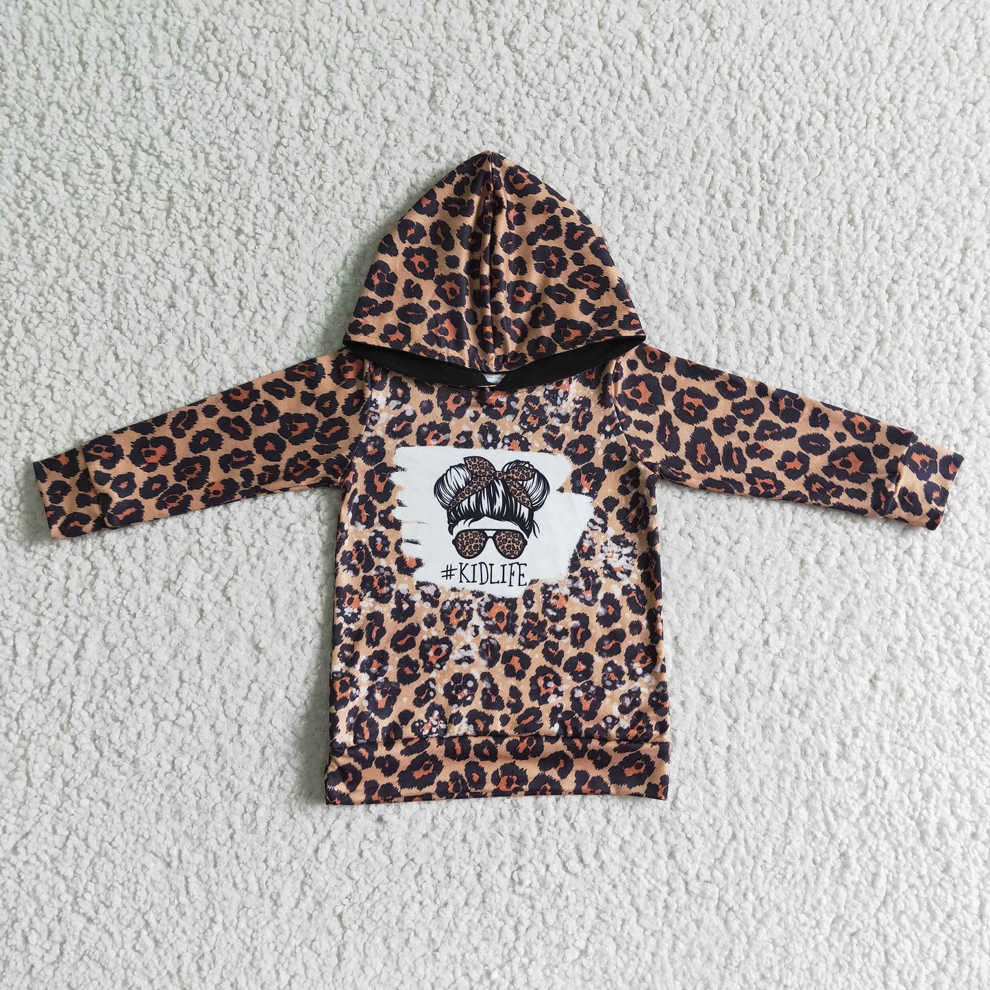 Kid life leopard long sleeve hoodie