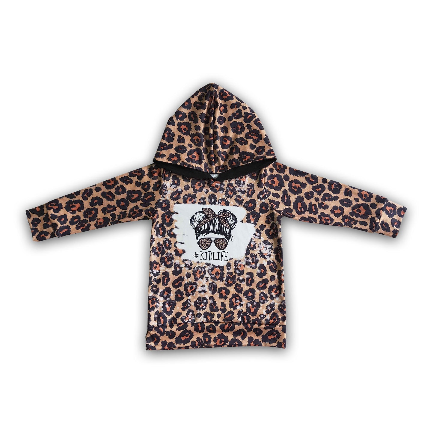 Kid life leopard long sleeve hoodie
