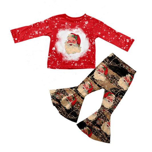 MOQ 5 santa bleached top pants girls Christmas clothes