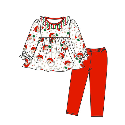 MOQ 5 santa snowflake stripe girls Christmas outfits