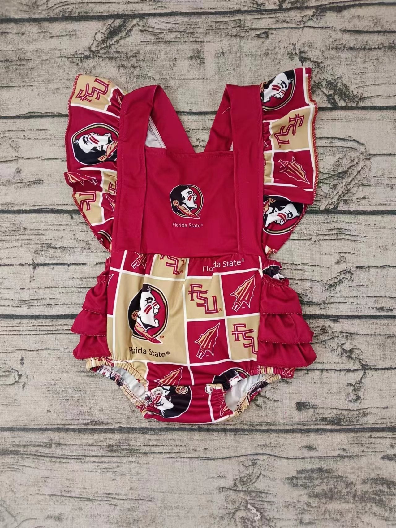 MOQ 3 pcs maroon feather ruffle baby girls team bubble