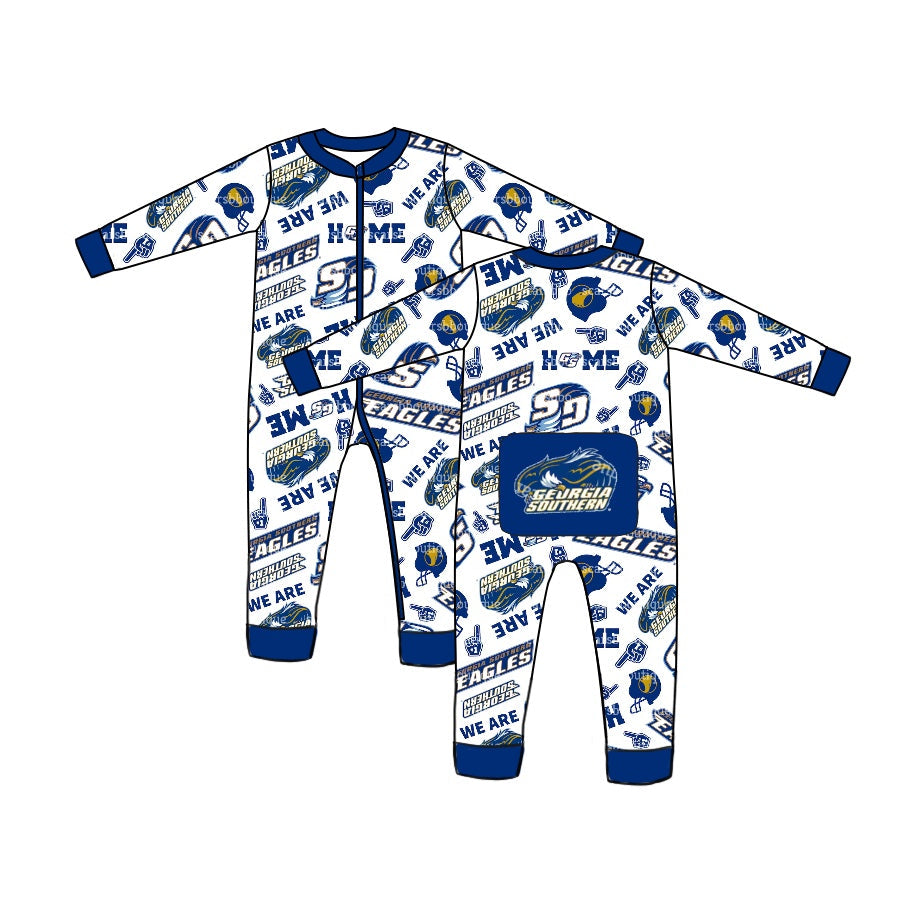 MOQ 5 PCS blue eagles baby boy team zipper romper