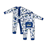 MOQ 5 PCS blue eagles baby girl team zipper romper