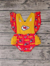 MOQ 3 pcs K C yellow red baby girls team bubble