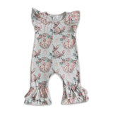 Easter egg print flutter sleeve baby girls romper