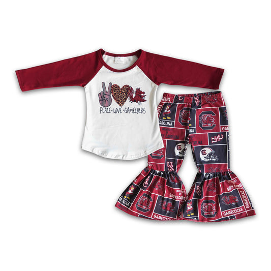 Peace love girls team bell bottom pants set