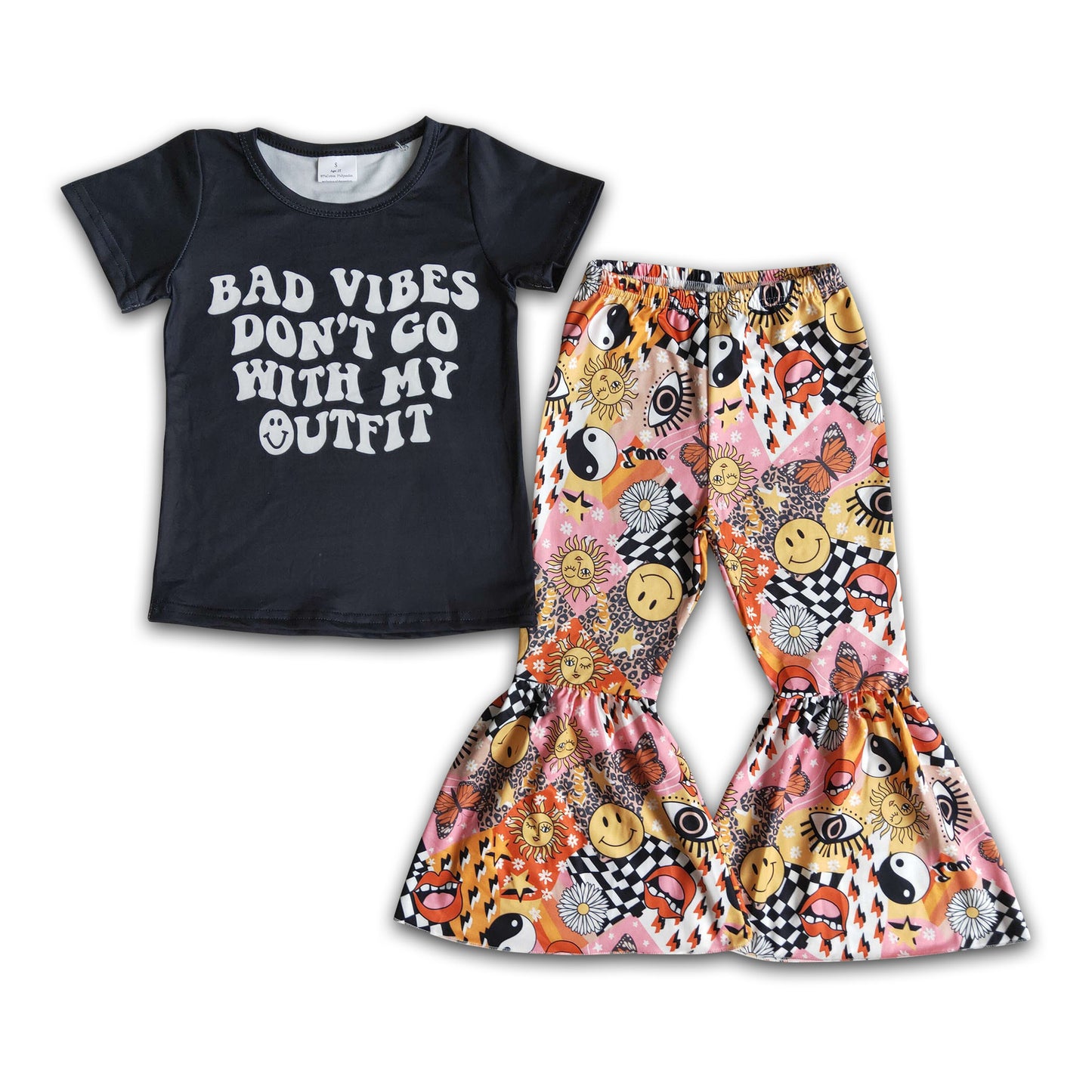 Bad vibes don't go with my outfit sun pants girls clothing set