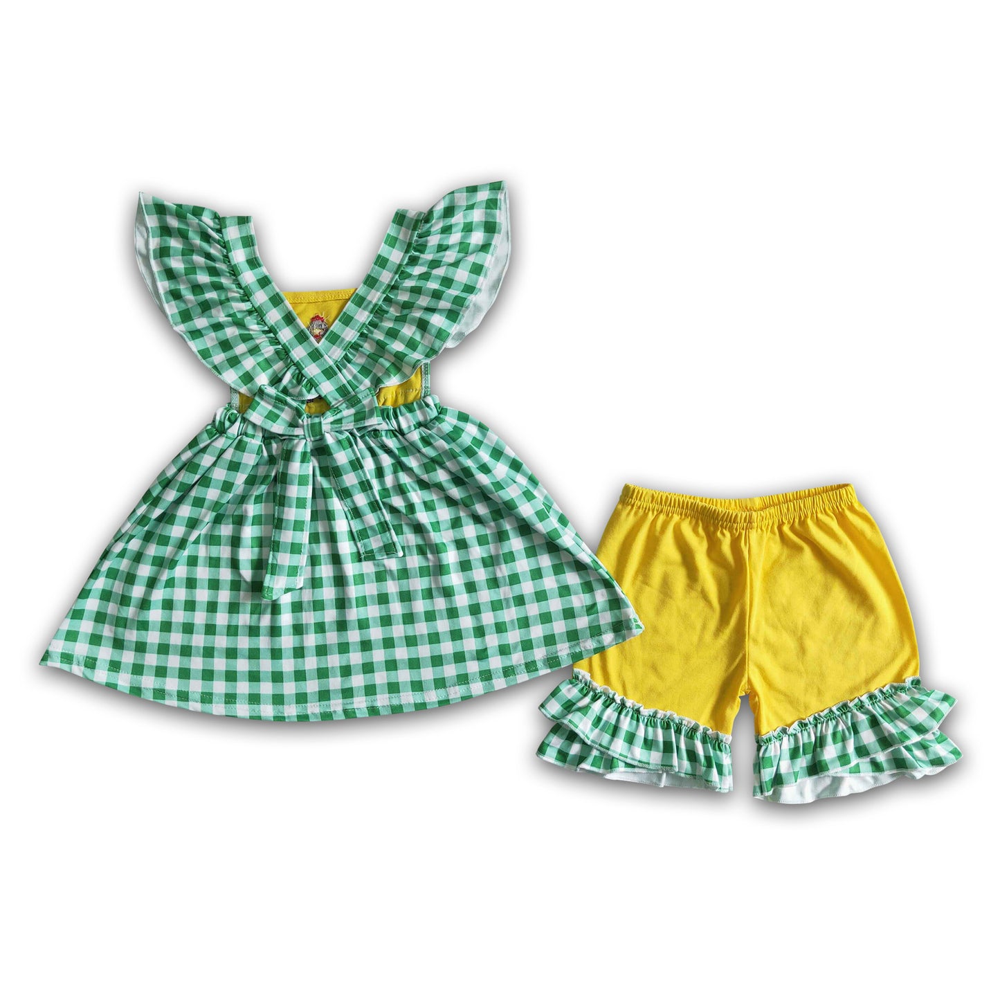 Chicken tractor embroidery girls farm clothing set