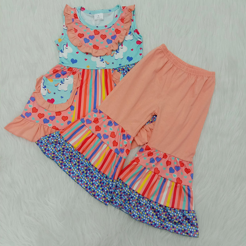 Girl Heart Print Pocket Outfit