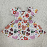 Short sleeve snack print twirl dresses