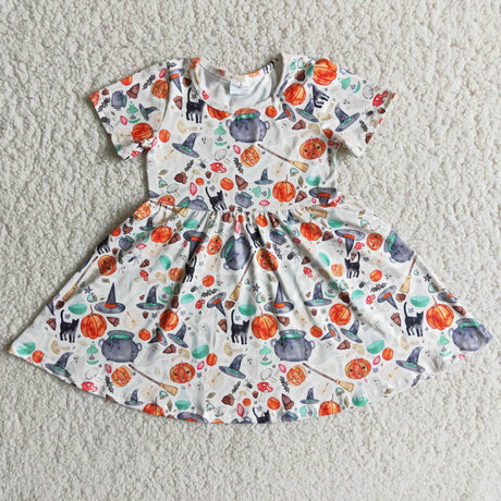 Girl Pumpkin Halloween Dress