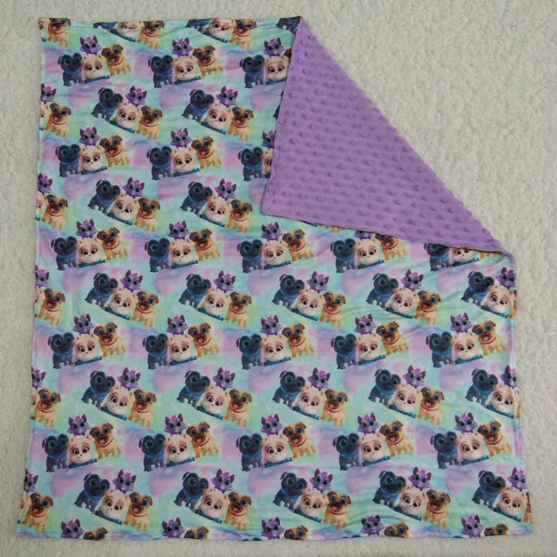 Lavender polka dots dog minky baby blankets