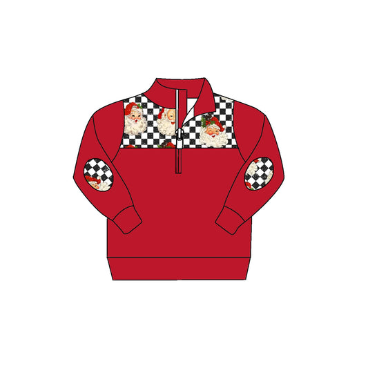 MOQ 5 plaid santa baby kids Christmas pullover