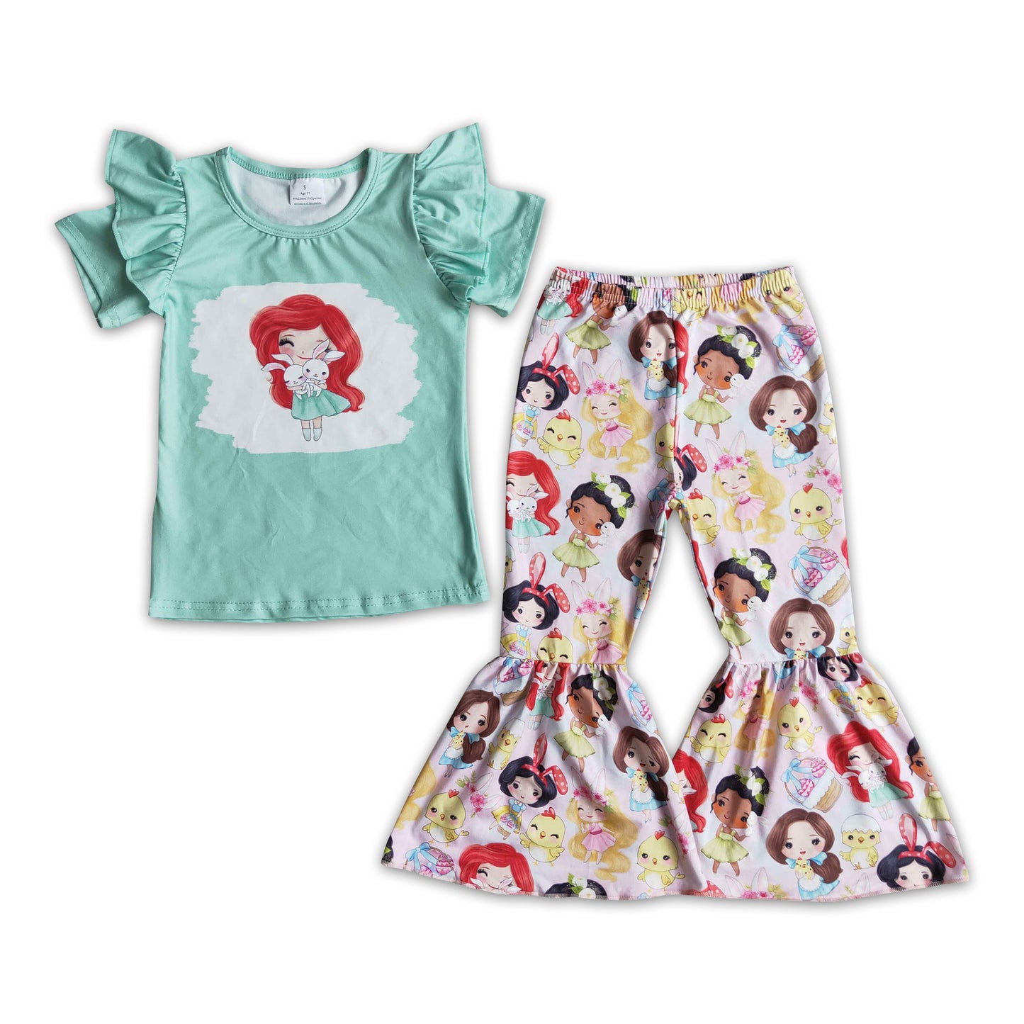 Princess bunny print baby girls princess easter clothing set