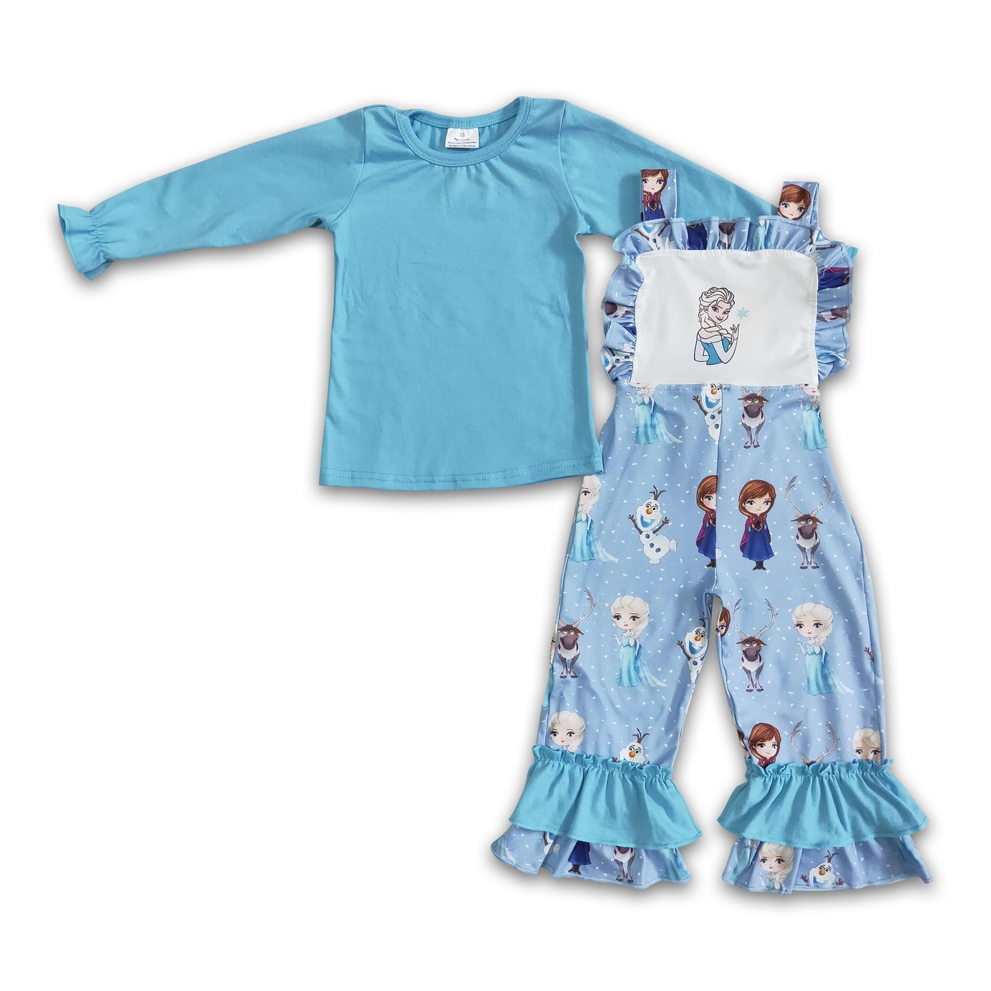 Blue cotton shirt ice overalls girls boutique clothing