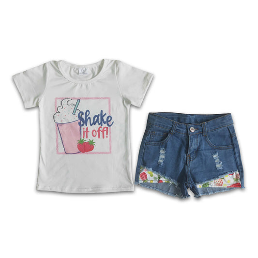 Shake it off strawberry shirt denim shorts kids outfits