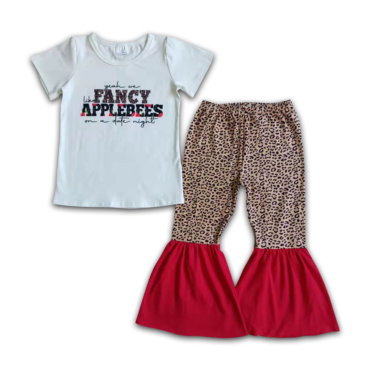 Fancy applebees shirt leopard pants girls boutique clothing