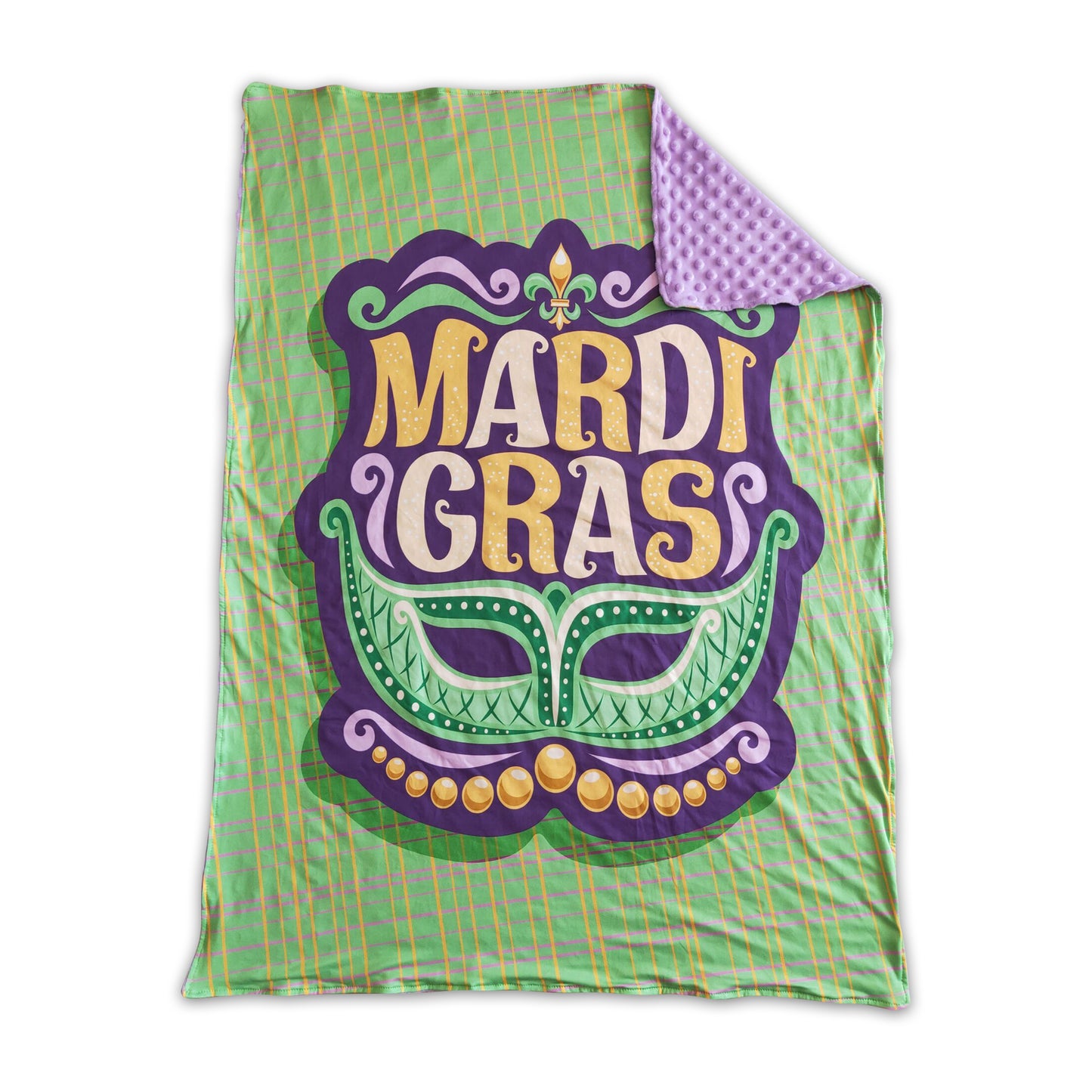 Purple minky polka dots Mardi Gras blankets