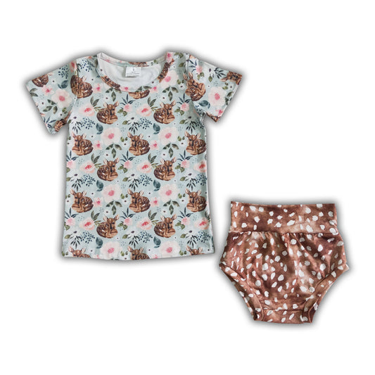 Deer print shirt bummies baby clothing set