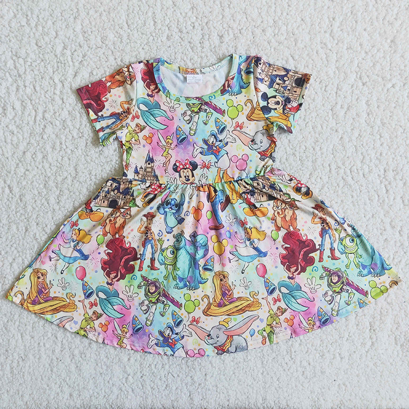 Short sleeve cute mouse girls twirl summer dresses